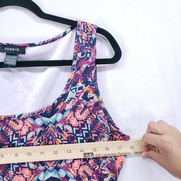 Torrid Multicolor Colorful Geometric Bold Kaleidoscope Fit n Flare Dress Size 0 - Picture 6 of 12
